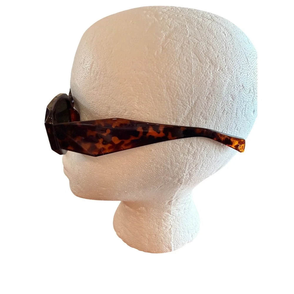 Women Tortoiseshell Rectangle Sunglasses Brown Retro 90s Narrow Chunky Frames